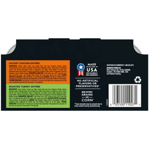 Sheba Wet Cat Food for Adult Cat Pate Variety Pack, Savory Chicken and Roasted Turkey Entrees, 2.6 oz. PERFECT PORTIONS Twin Pack Trays - Image 2