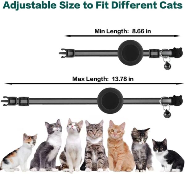Airtag Cat Collar Breakaway, Reflective Kitten Collar with Apple Air Tag Holder and Bell - Image 3