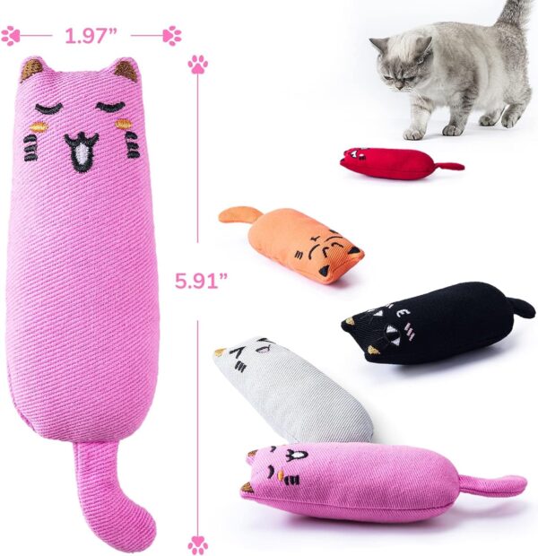 5Pcs Bite Resistant Catnip Toy for Cats,Catnip Filled Cartoon Mice Cat Teething Chew Toy - Image 2