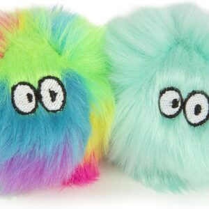 (2 Count Fuzzy Friends Plush Catnip Ball Cat Toys – Rainbow/Turquoise, 2 Count