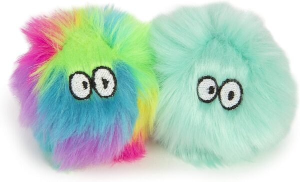 (2 Count Fuzzy Friends Plush Catnip Ball Cat Toys – Rainbow/Turquoise, 2 Count